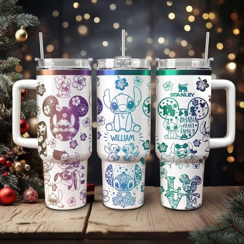 Custom DN Stitch And Lilo Engraved 40 Oz Tumbler