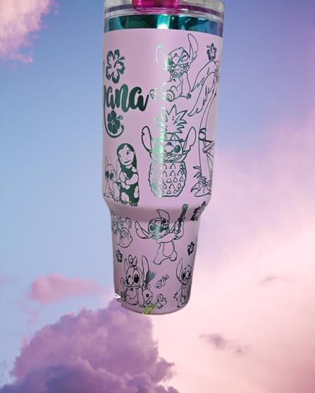 Custom DN Stitch And Lilo Engraved 40 Oz Tumbler