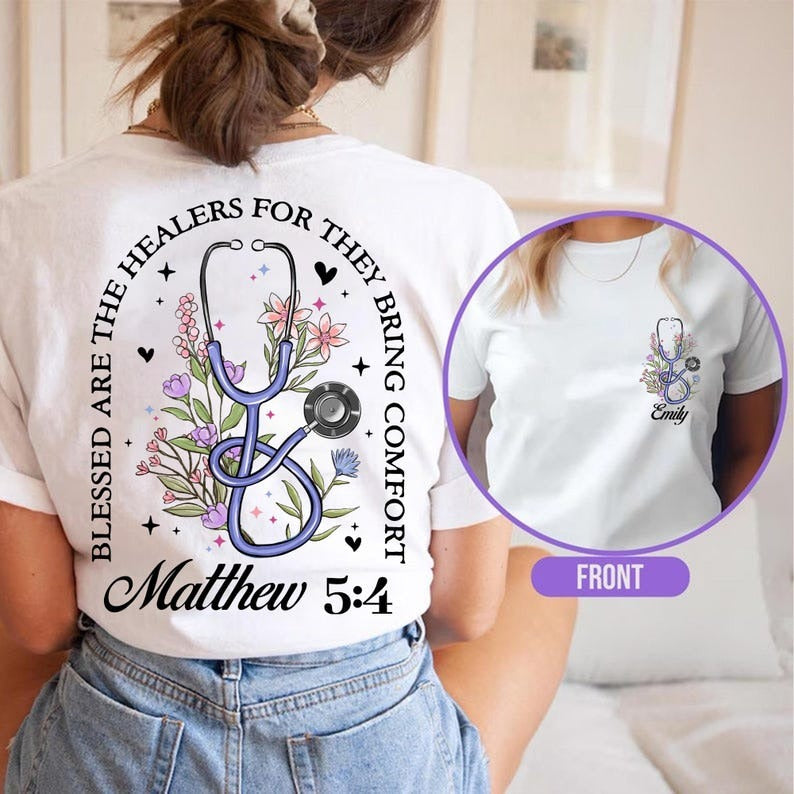 Personalized Christian Nurse Shirt, Matthew 5:4,Bible Verse Shirt