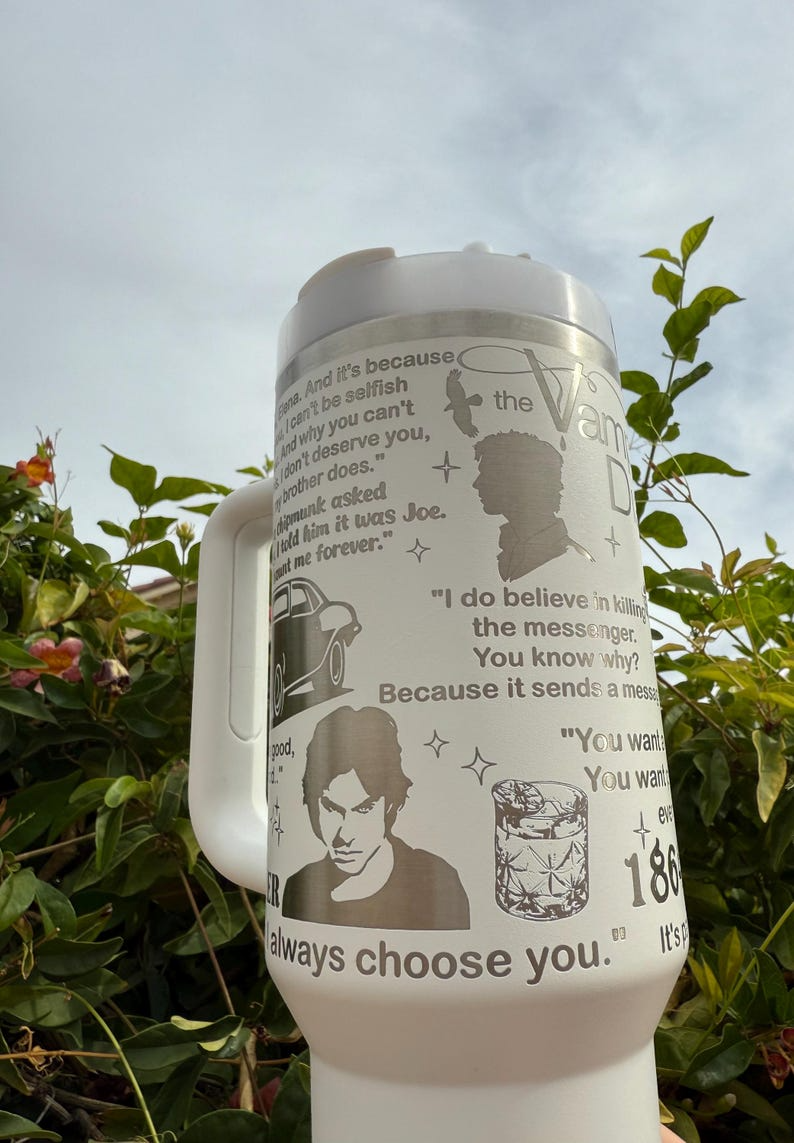 Damon Salvatore Laser Engraved Half Wrap 40oz Tumbler
