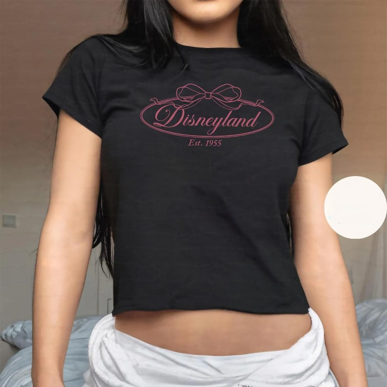 Coquette bow Disneyland Baby tee, Girly Disney Girl Trip Shirt womens T-shirt