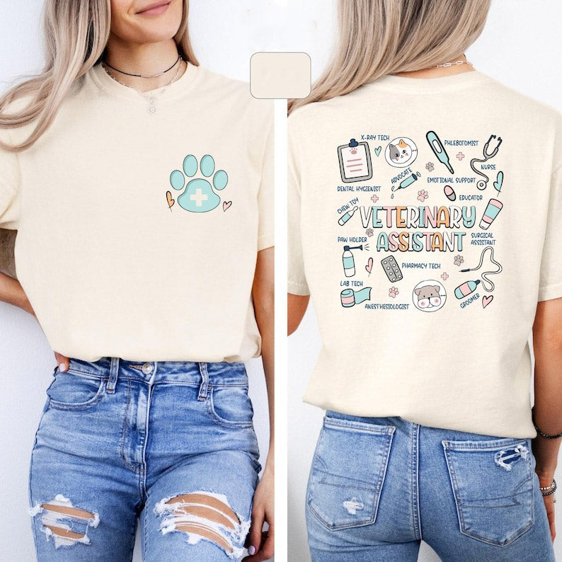 Vet Assistant Tee, Custom Name Pocket Print Tees