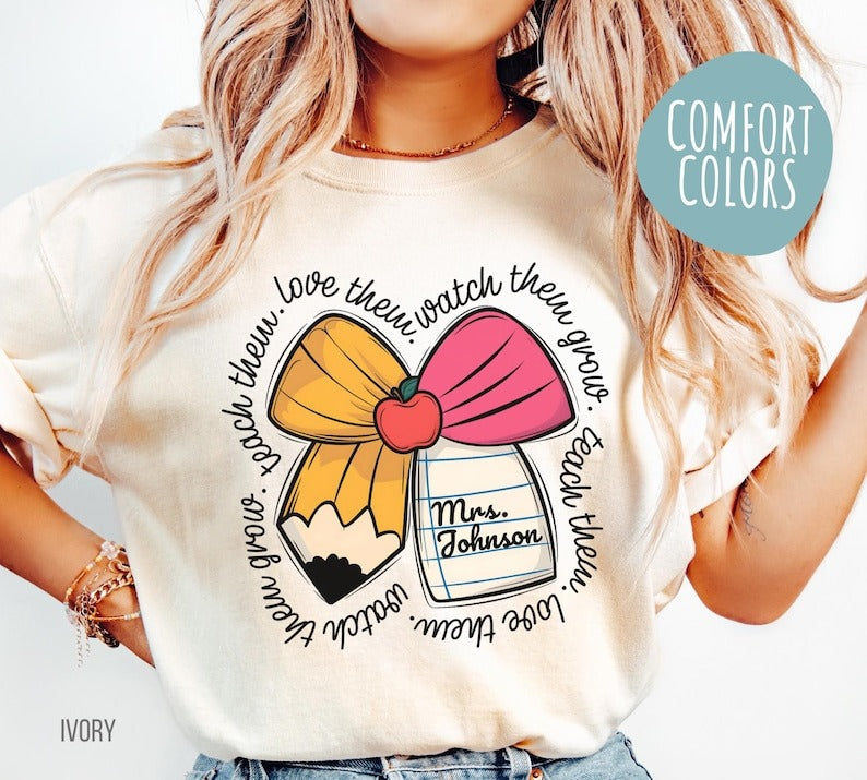 Comfort Colors Custom Teacher Name Shirt, Personalized Teacher Appreciation Gift for Teacher Shirt