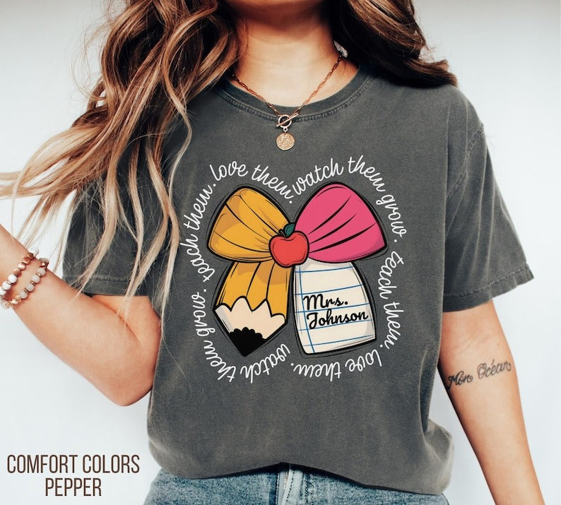 Comfort Colors Custom Teacher Name Shirt, Personalized Teacher Appreciation Gift for Teacher Shirt
