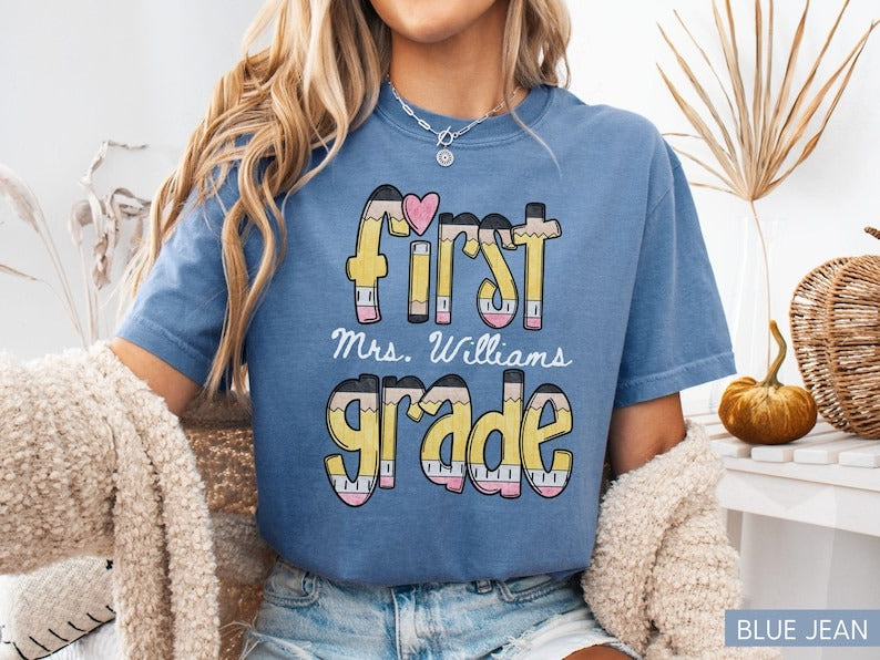 Custom First Grade Teacher Shirt Comfort Colors®, Teacher Team Shirt, 1st Grade Tee