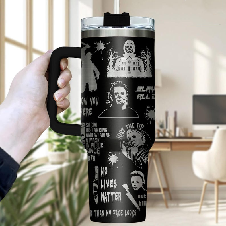Michael Myers Engraved Tumbler 40oz, Horror Movie Tumbler, Horror Gift for Myers Fan