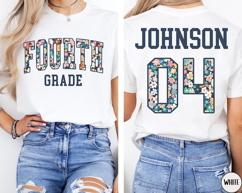 CUSTOM Fourth Grade Team Shirt, Floral 4th Grade Teacher Shirt