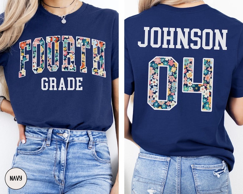 CUSTOM Fourth Grade Team Shirt, Floral 4th Grade Teacher Shirt