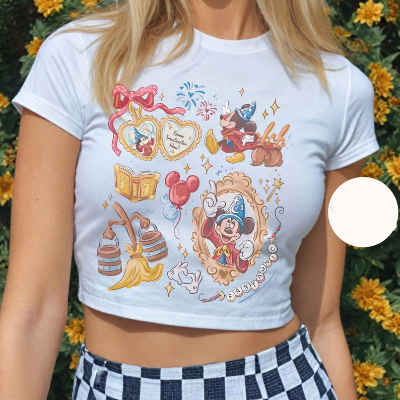 Walt Disney Fantasmic Coquette Baby Tee Crop Top, Fantasmic Baby Tee