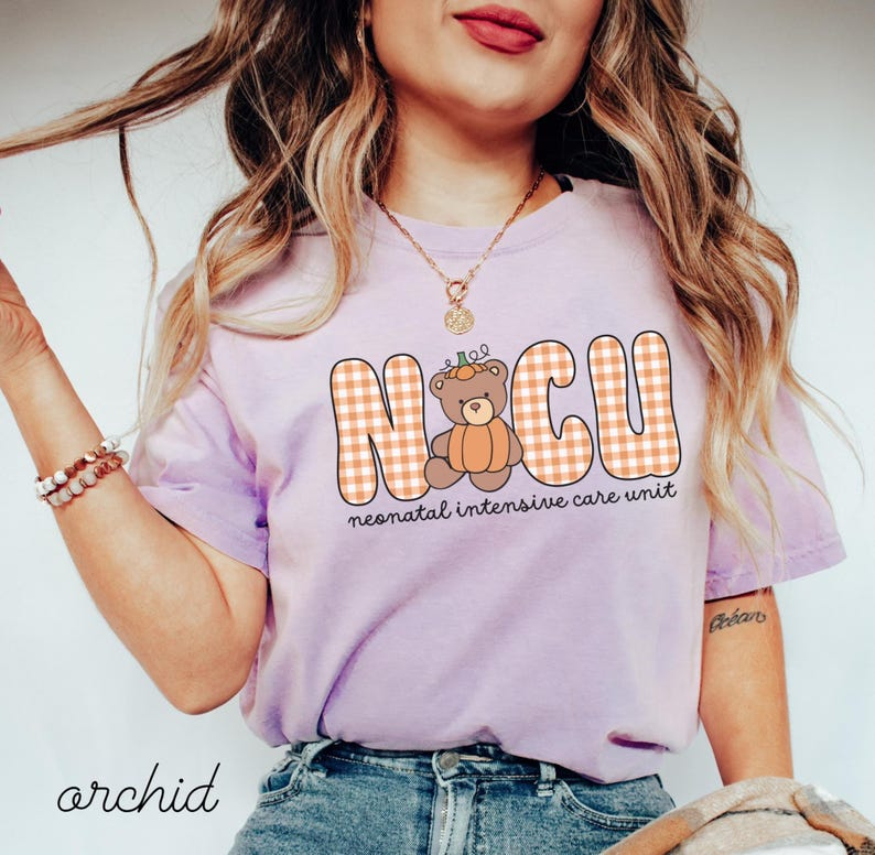 NICU Comfort Colors Fall Bear Shirt • Neonatal Intensive Care Unit Halloween Thanksgiving Work