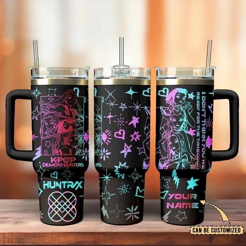 Custom Name Kpop Demon Hunters Tumbler, Anime Style Girl Group Tumbler 40 oz