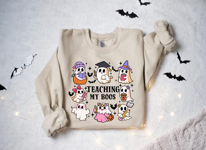 Teaching My Boos Halloween Teacher Shirt ,Cute Ghost Teacher Tee, Fall School Shirt