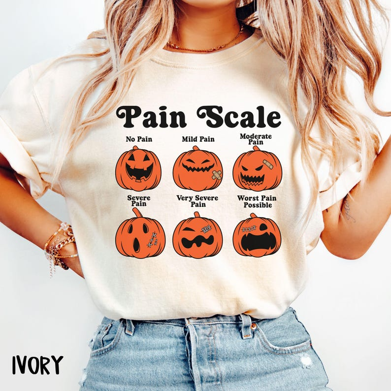 Comfort Colors Halloween Nurse Shirt, Pain Scale Fall Pumpkin Nurse T-Shirt