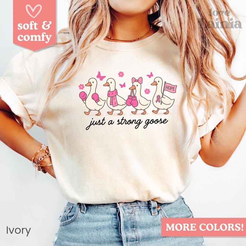 Comfort Colors® Breast Cancer Awareness Shirt, Strong Goose Pink Ribbon TShirt
