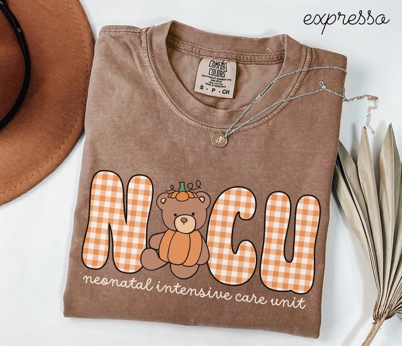 NICU Comfort Colors Fall Bear Shirt • Neonatal Intensive Care Unit Halloween Thanksgiving Work