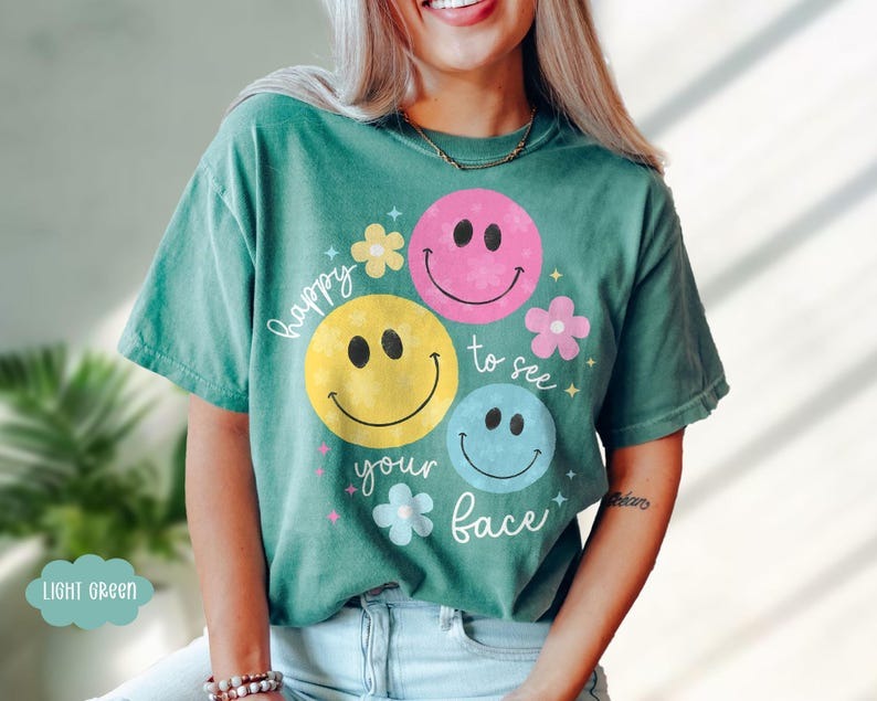 Comfort Colors Teacher Shirts, Back to School Shirt For Teacher, Cute Teacher Gifts, Happy To See Your Face