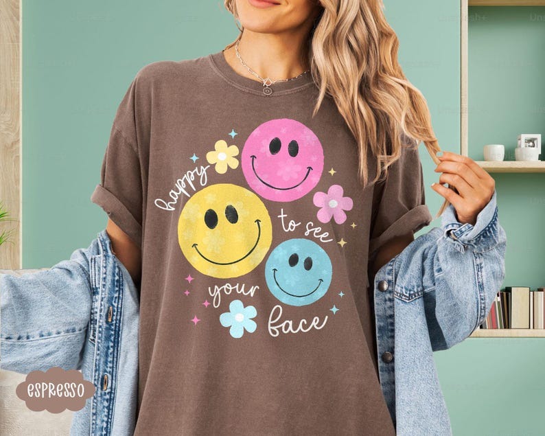 Comfort Colors Teacher Shirts, Back to School Shirt For Teacher, Cute Teacher Gifts, Happy To See Your Face