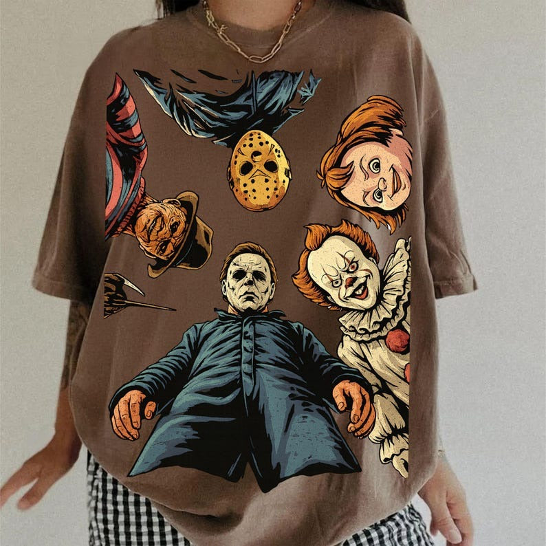 Retro Halloween Shirt, Halloween Characters Comfort Colors Shirt, Halloween 2025 Shirt,Halloween Shirt
