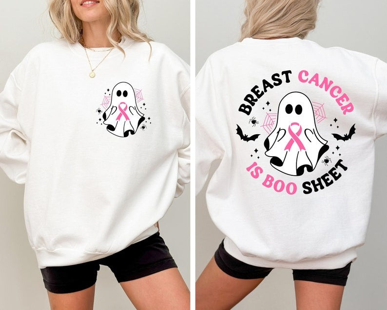 Breast Cancer Is Boo Sheet Shirt, Back On My Boo-Shit T Shirt, Ghost Ribbon Breast Cancer Awareness Shirt