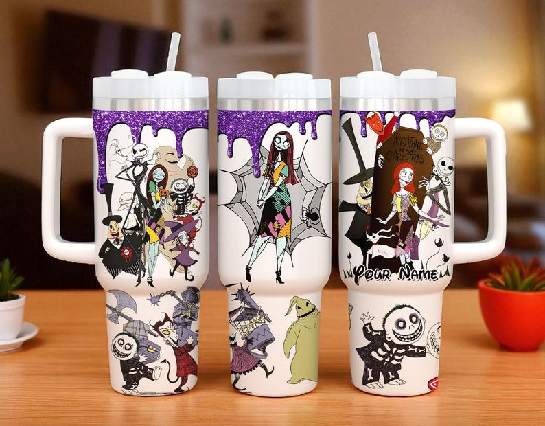 Custom Nightmare Before Christmas 40oz Tumbler Jack and Sally