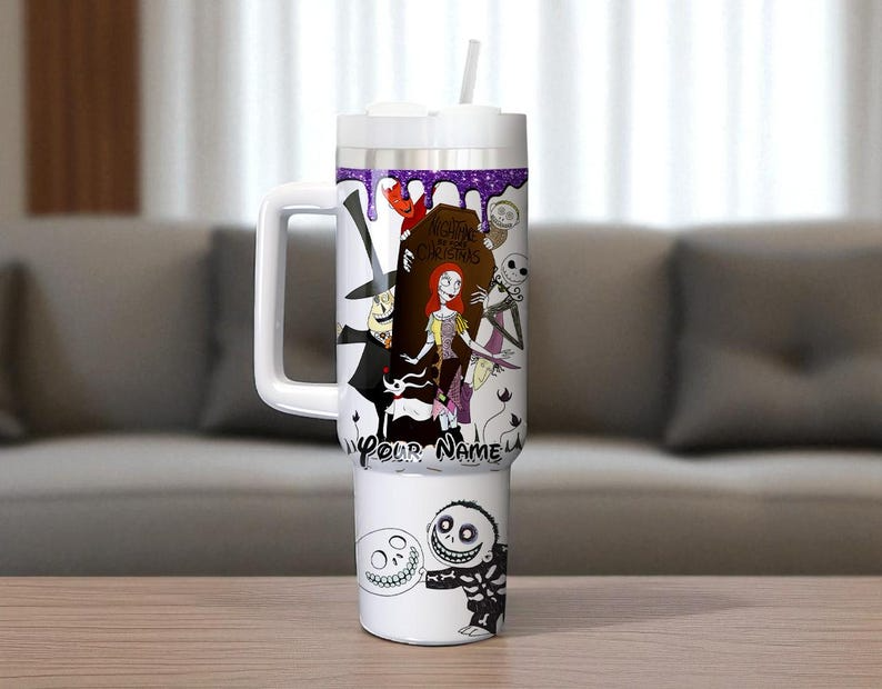 Custom Nightmare Before Christmas 40oz Tumbler Jack and Sally