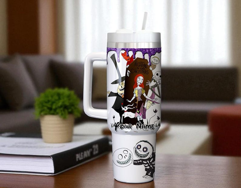 Custom Nightmare Before Christmas 40oz Tumbler Jack and Sally