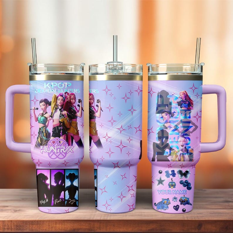 Custom Name Kpop Demon Huntrix Tumbler 40Oz, Rumi Mira Zoey Huntrix Tumbler Cup