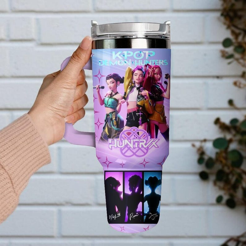 Custom Name Kpop Demon Huntrix Tumbler 40Oz, Rumi Mira Zoey Huntrix Tumbler Cup
