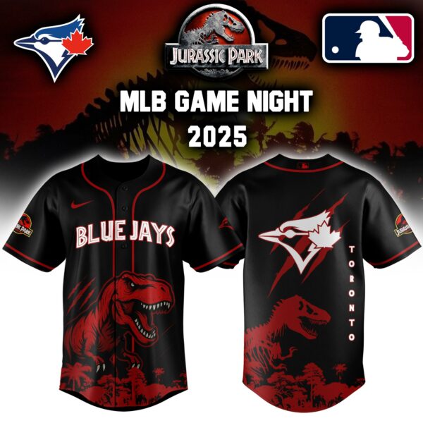 Toronto Blue Jays x Jurassic Park Game Night T-Rex Jersey 2025 Editons Limited