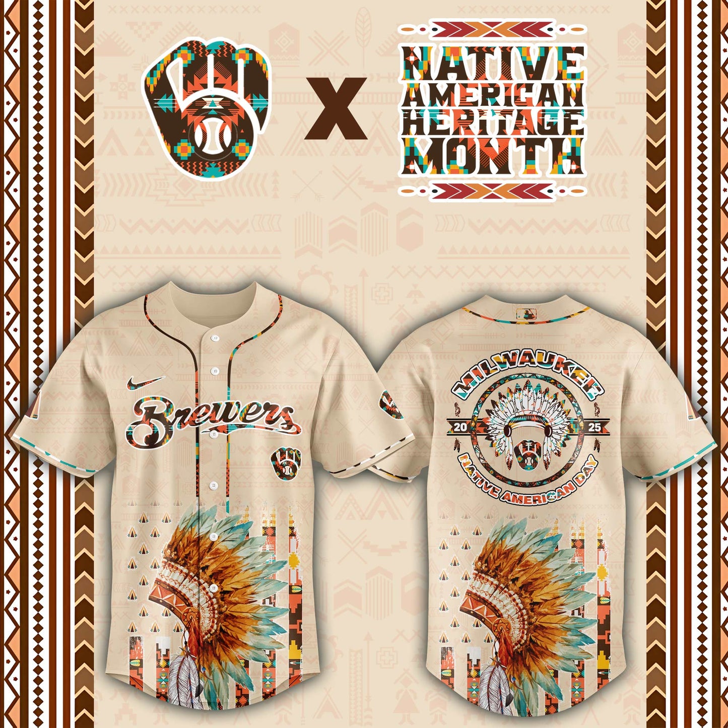 Milwaukee Brewers Native American Heritage Month Baseball Jersey - Saint Savoir