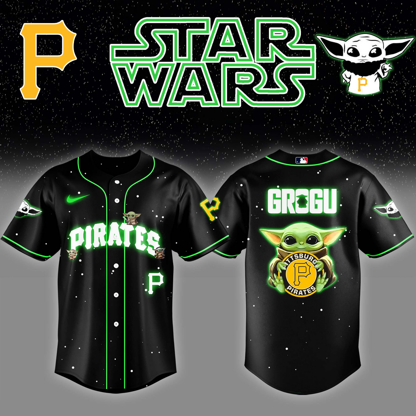 Pittsburgh Pirates x Stars Wars Grogu Night Baseball Jersey Editions Limited