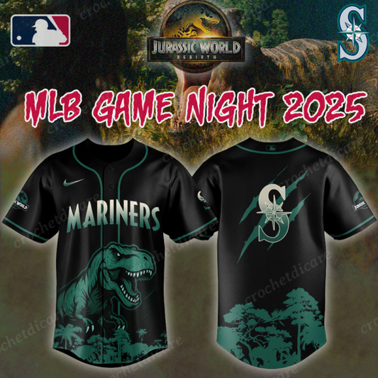 MLB Seattle Mariners Collab Jurassic World Baseall Jersey