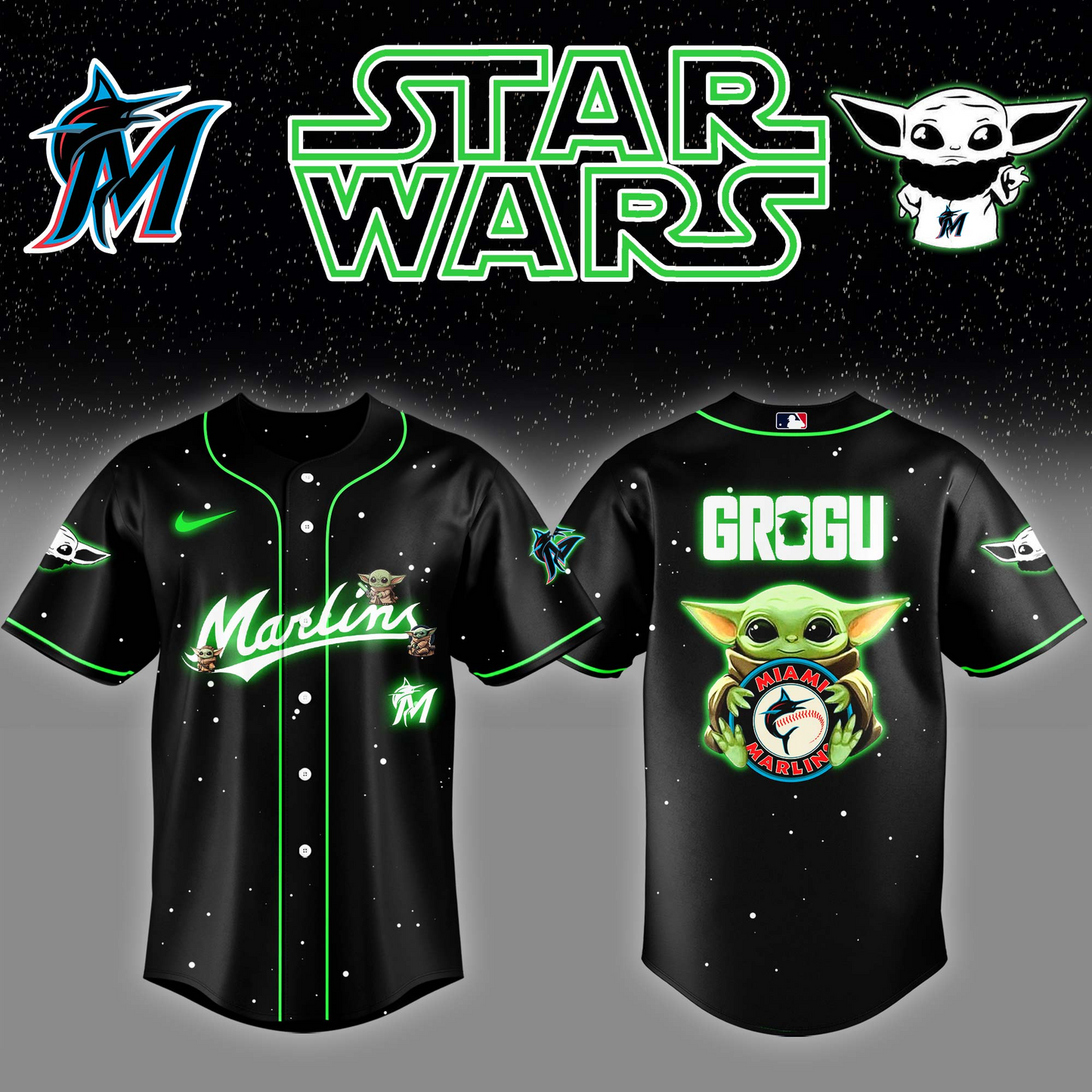 Miami Marlins x Stars Wars Grogu Night Baseball Jersey Editions Limited