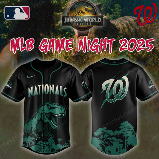 MLB Washington Nationals Collab Jurassic World Baseall Jersey