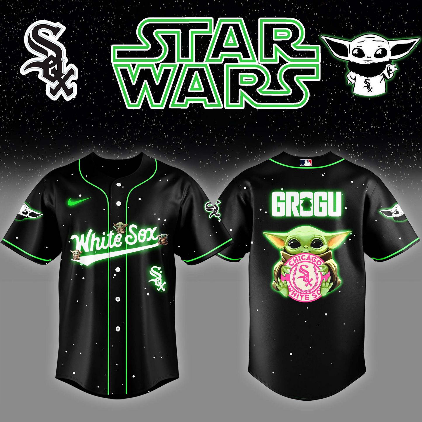 Chicago White Sox x Stars Wars Grogu Night Baseball Jersey Editions Limited