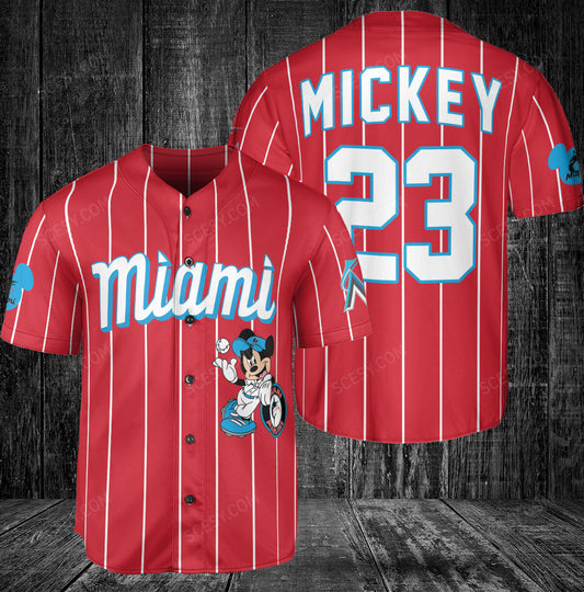 Miami Marlins Mickey Red Baseball Jersey