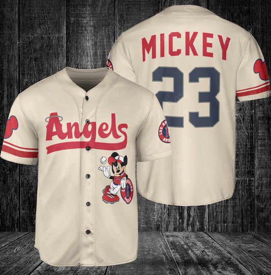 Los Angeles Angels Mickey Cream Baseball Jersey