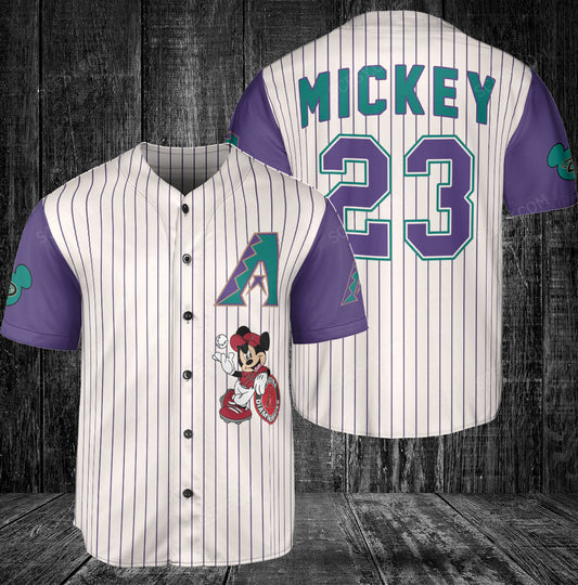 Arizona Diamondbacks Mickey Cream-Purple Baseball Jersey