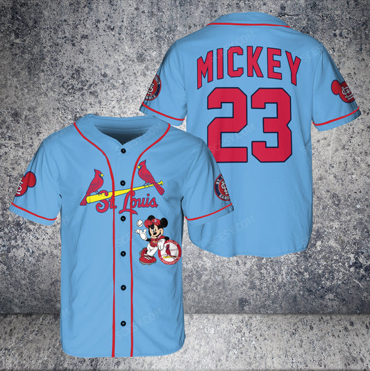 St.Louis Cardinals Mickey Light Blue Baseball Jersey