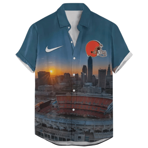Cleveland Browns First Energy Stadium Sunrise ‘Home Stadium’ Custom Hawaiian NFL - Welcome to 2 Aloha