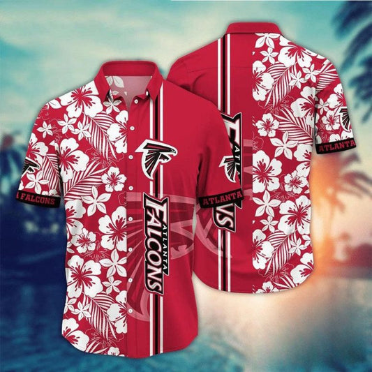 Atlanta Falcons Hibiscus Stripes Hawaiian Shirt - Welcome to 2 Aloha