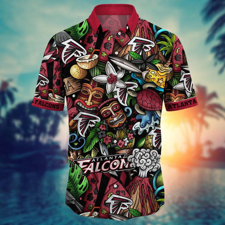 Atlanta Falcons Tiki Paradise Hawaiian Shirt - Welcome to 2 Aloha