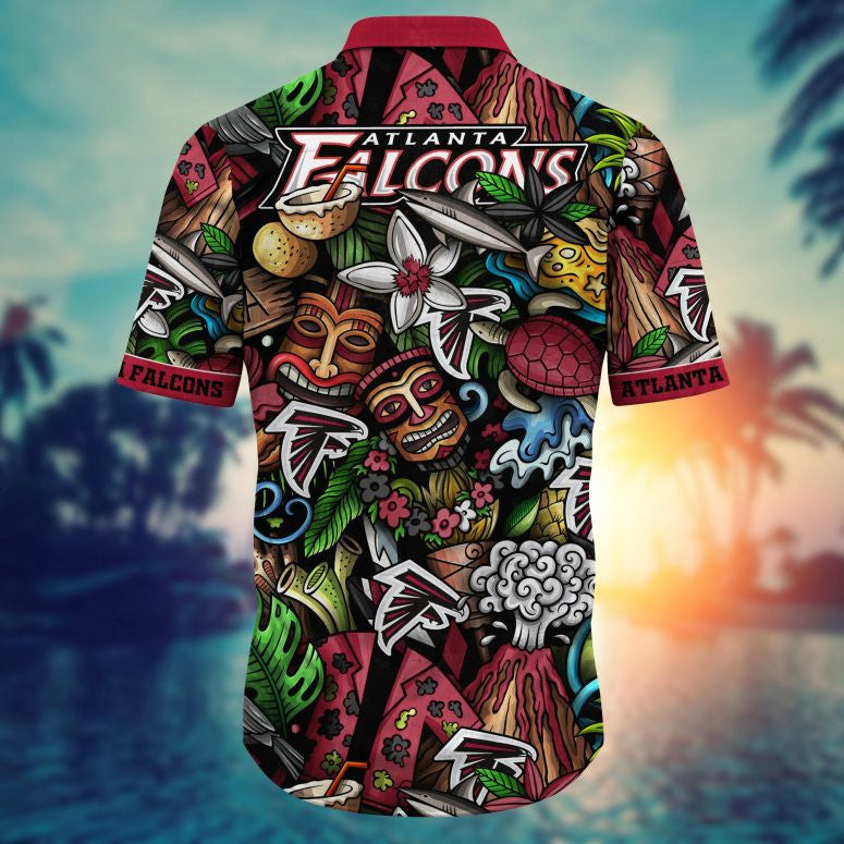 Atlanta Falcons Tiki Paradise Hawaiian Shirt - Welcome to 2 Aloha