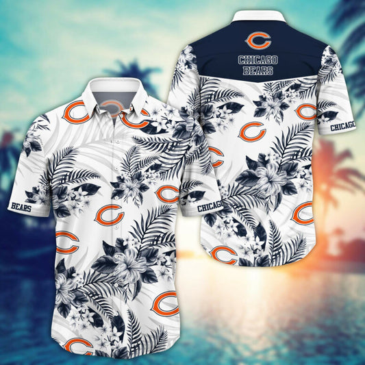 Chicago Bears Monochrome Bloom Hawaiian Shirt - Welcome to 2 Aloha