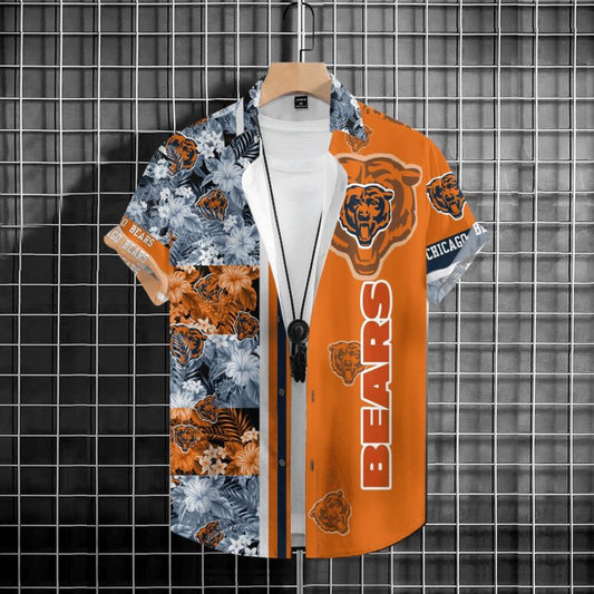Chicago Bears Floral Fusion Hawaiian Shirt - Welcome to 2 Aloha