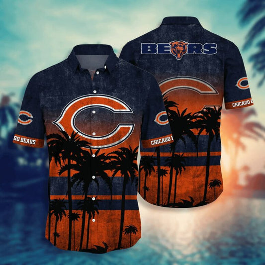Chicago Bears Sunset Palms Gradient Hawaiian Shirt - Welcome to 2 Aloha