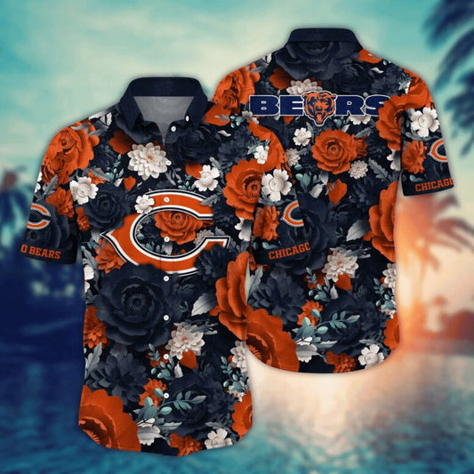 Chicago Bears Full Bloom Floral Hawaiian Shirt - Welcome to 2 Aloha