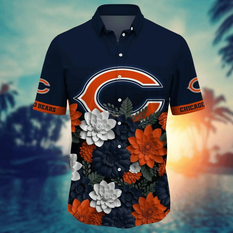 Chicago Bears Floral Bloom Hawaiian Shirt - Welcome to 2 Aloha