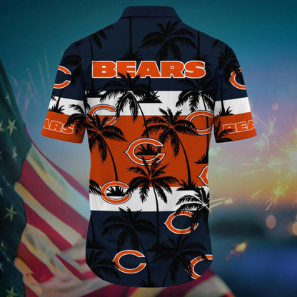 Chicago Bears Sunset Palms Stripes Hawaiian Shirt - Welcome to 2 Aloha