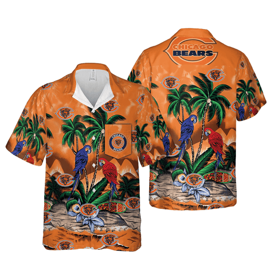 Chicago Bears Tropical Parrot Paradise Hawaiian Shirt - Welcome to 2 Aloha